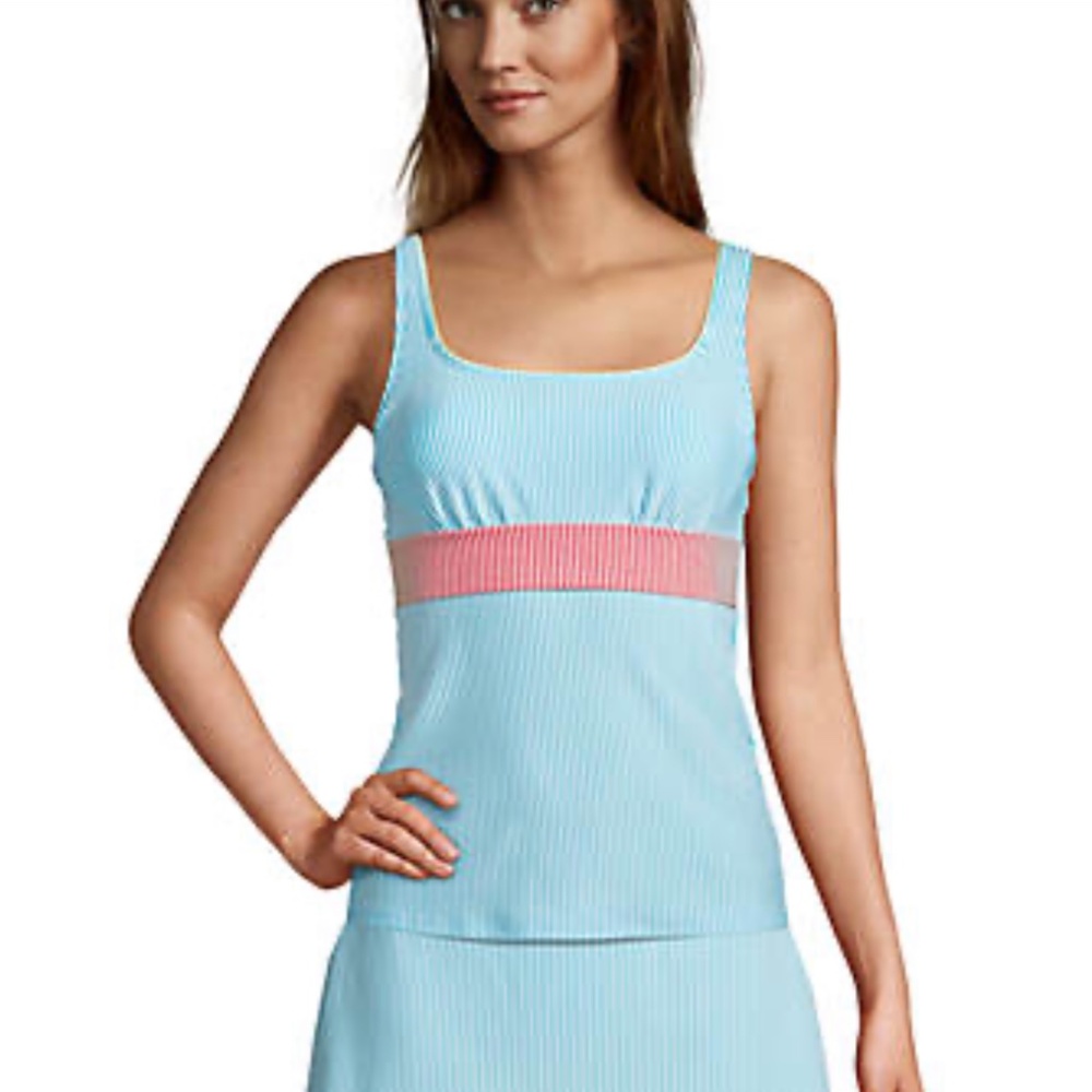 NWT!  Lands End Chlorine Resistant Square Neck Underwire Tankini Top Size 18